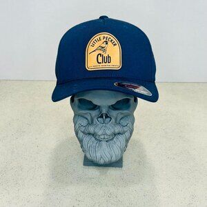 "Little Pecker Club" Leatherette Patch Men's Flex Fit Ball Cap-Blue-Small/Medium